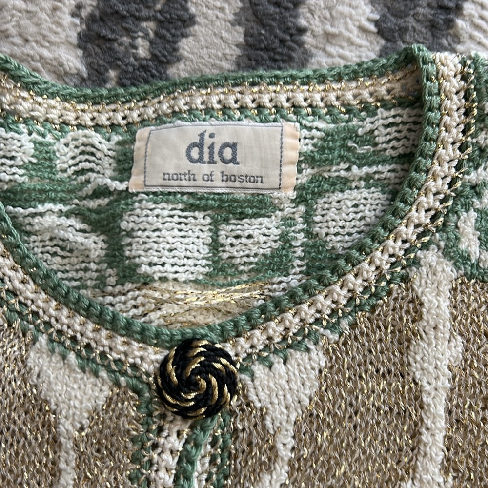 Hand knit Dia north of Boston pears cardigan sweater NWT XL  grandma Y2K - Picture 5 of 8